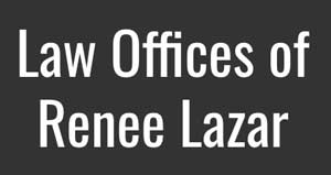 White text on a dark background reads Law Offices of Renee Lazar.